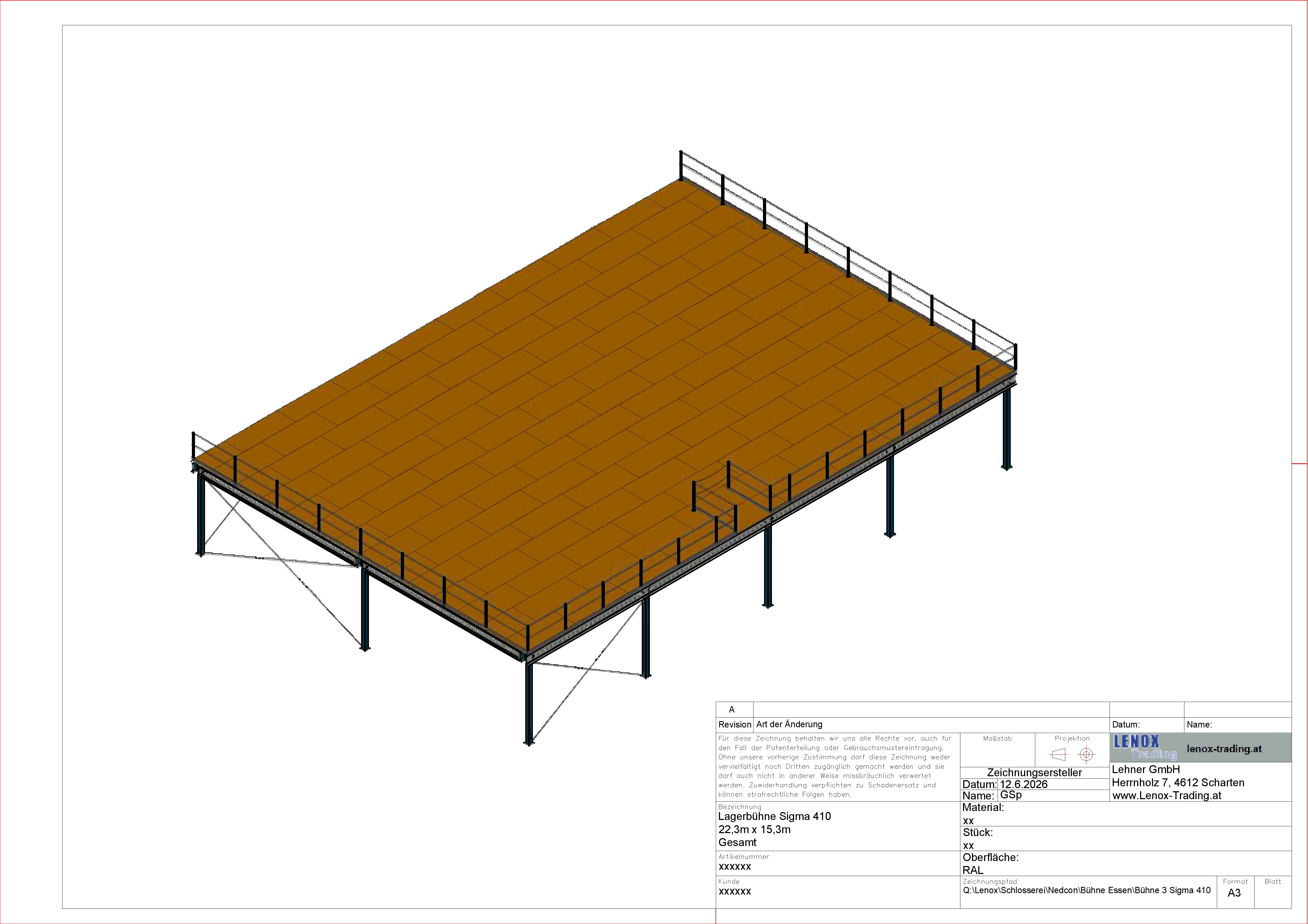 340 m² Lagerbühne Nedcon ca. ca. 22,2 m x 15,3 m