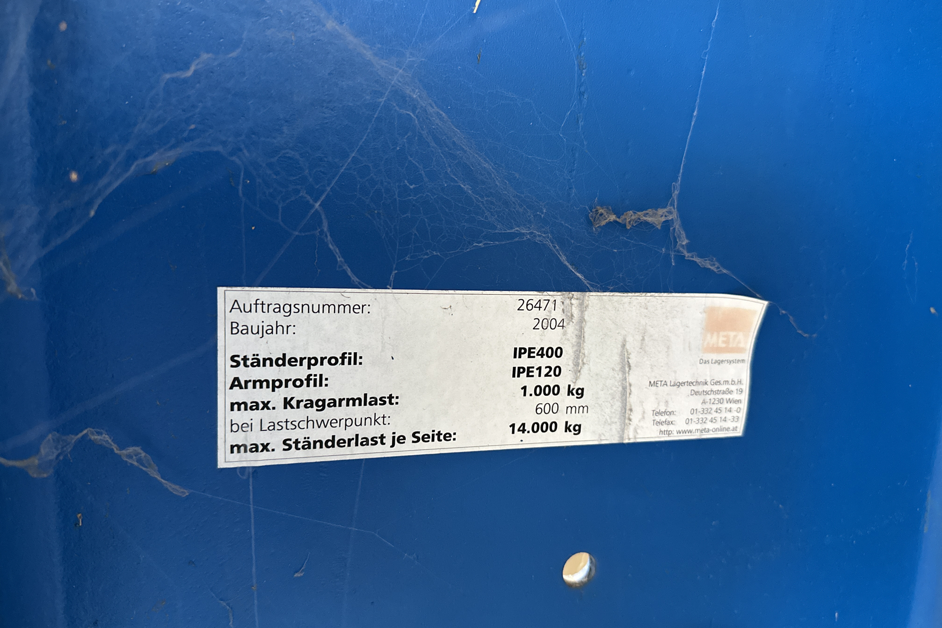 META Kragarmregal einseitig IPE 400, gebraucht
