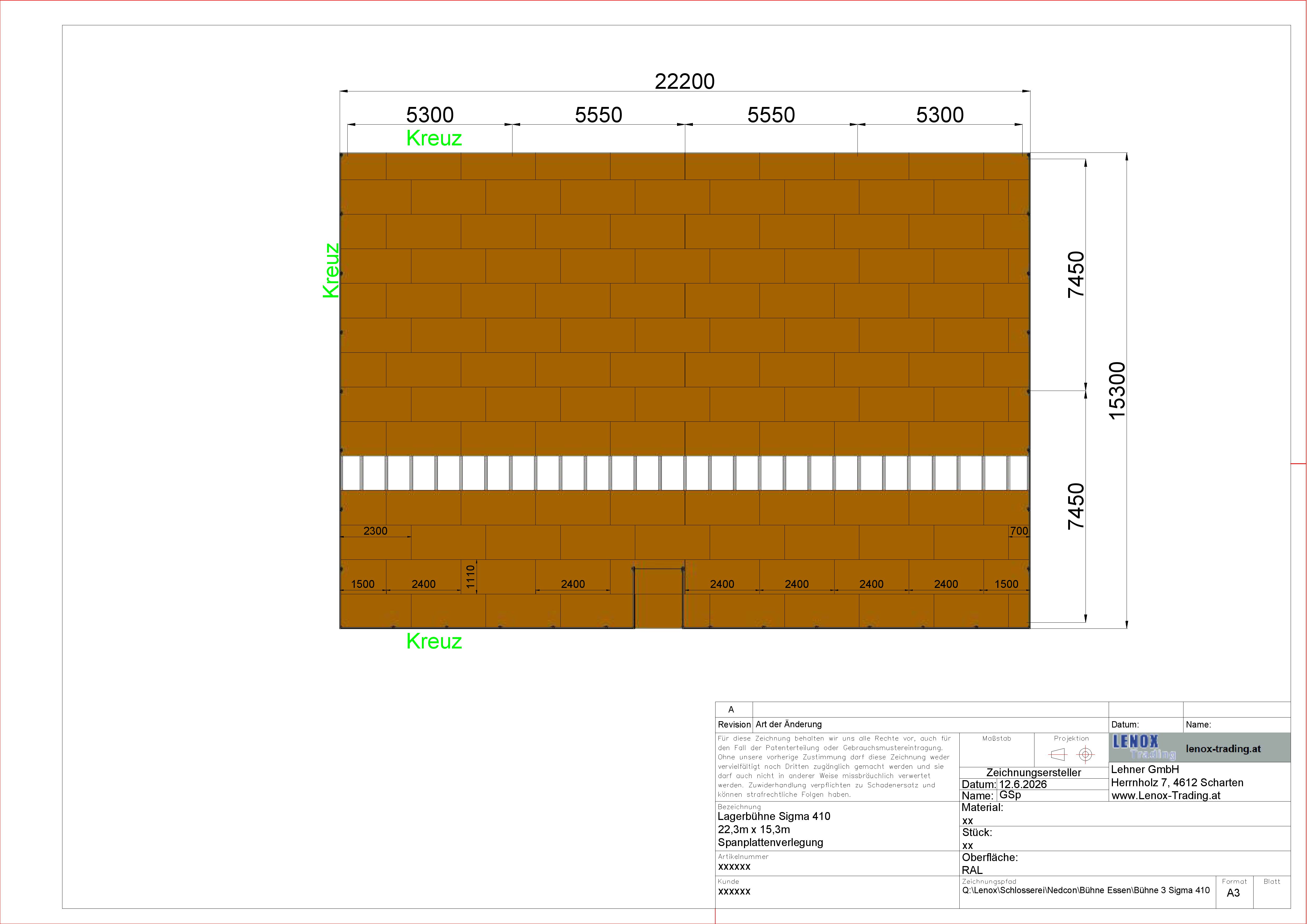 340 m² Lagerbühne Nedcon ca. ca. 22,2 m x 15,3 m