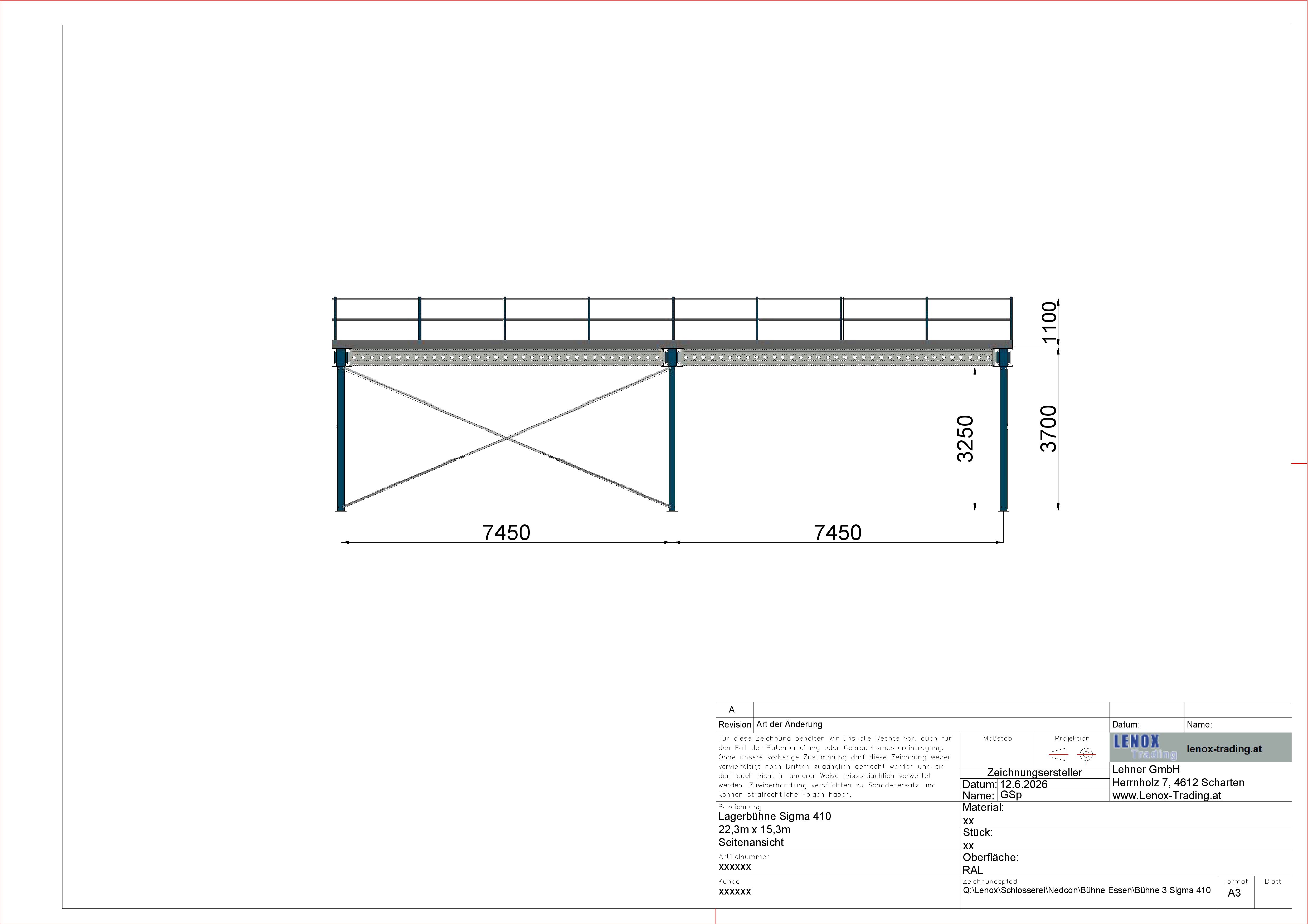 340 m² Lagerbühne Nedcon ca. ca. 22,2 m x 15,3 m