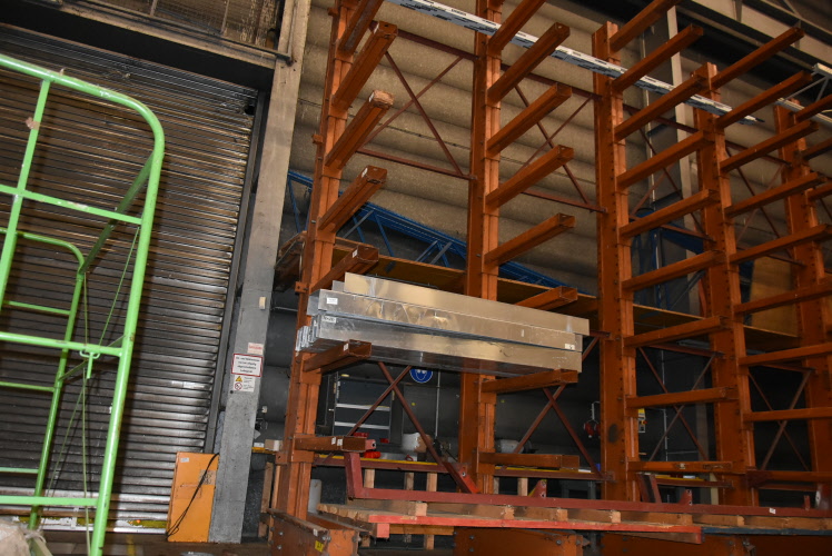 11.2 running metres of single-sided cantilever racking 