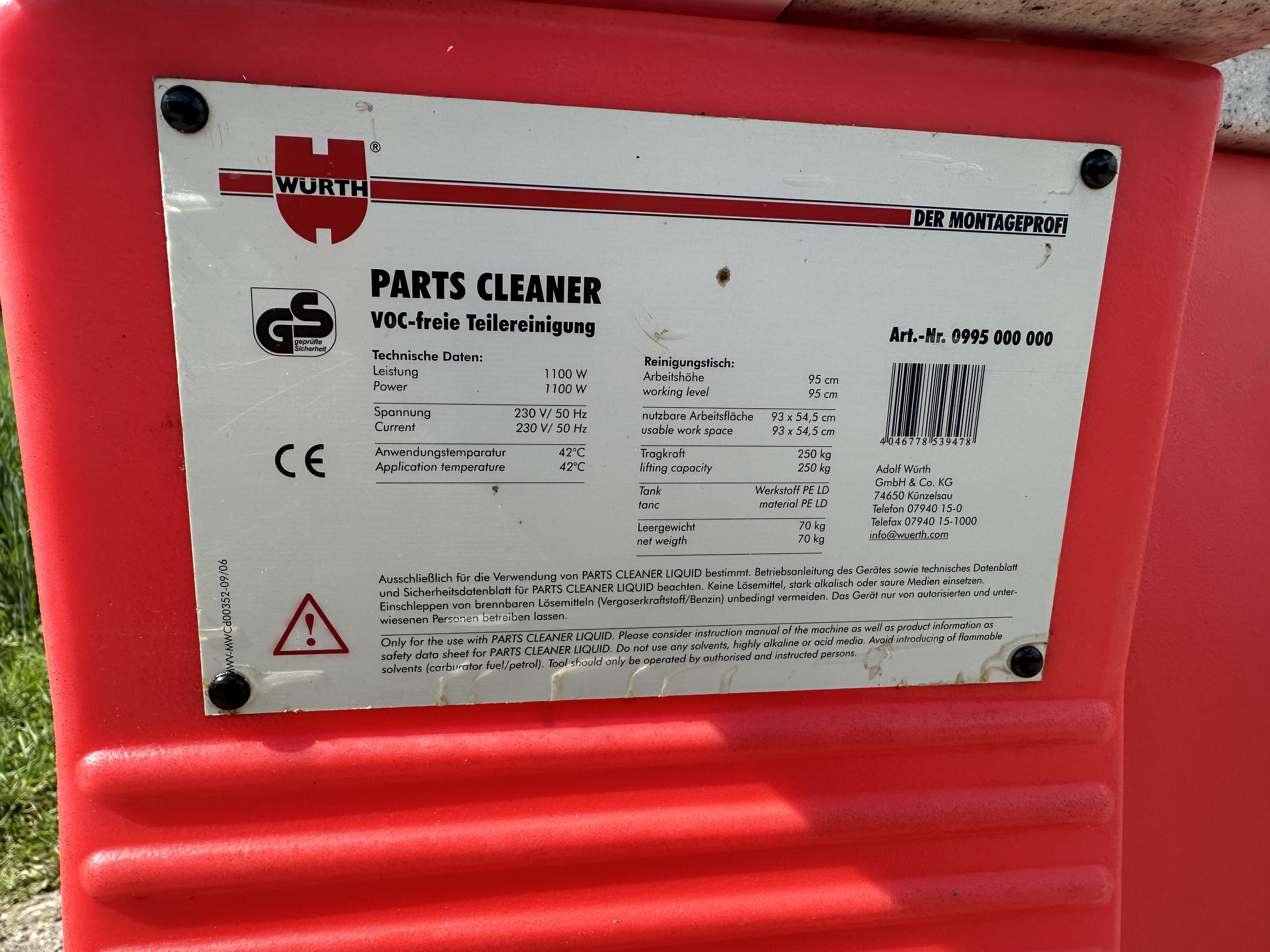 Würth Reinigungsgerät Part Cleaner, gebraucht