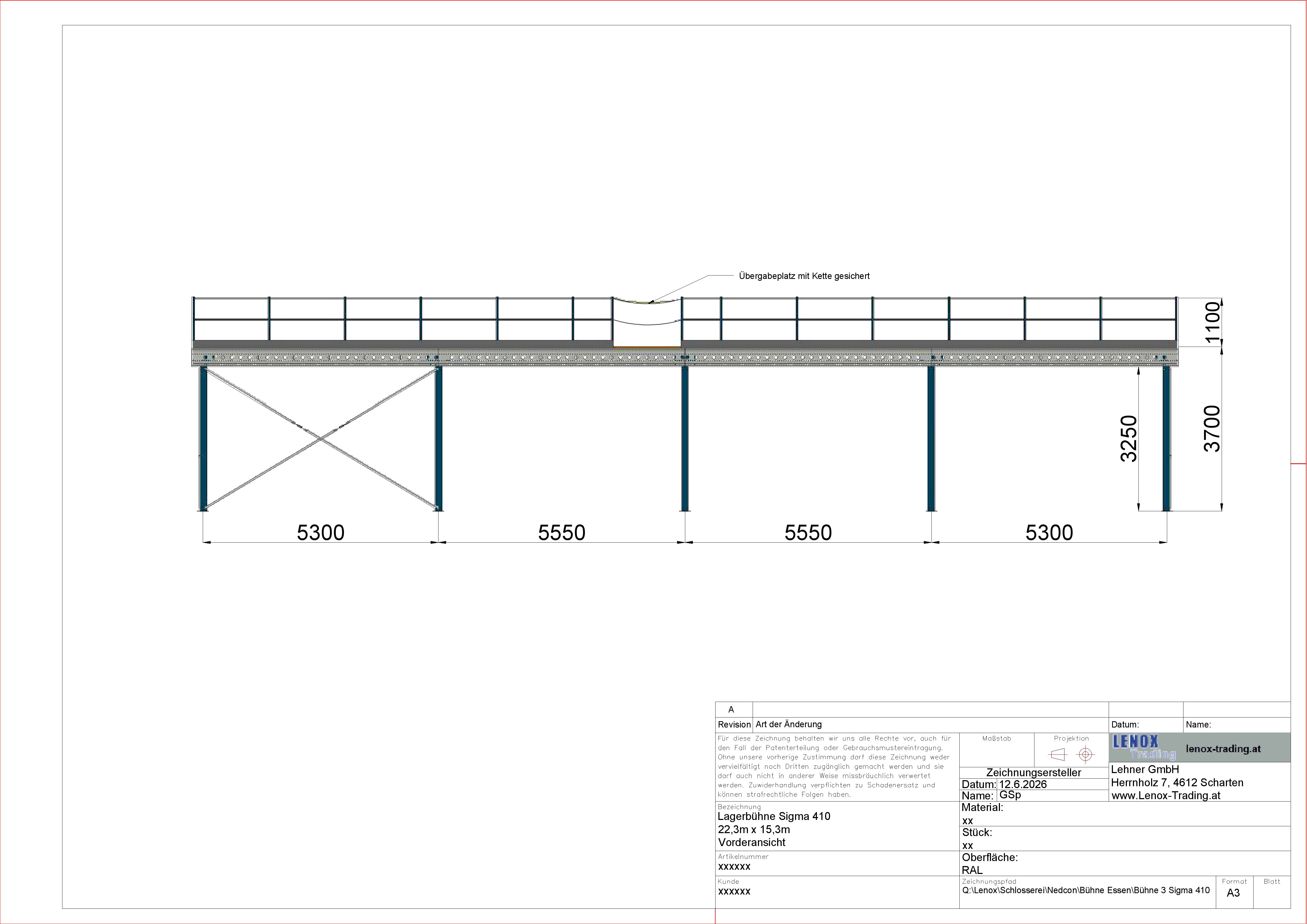 340 m² Lagerbühne Nedcon ca. ca. 22,2 m x 15,3 m